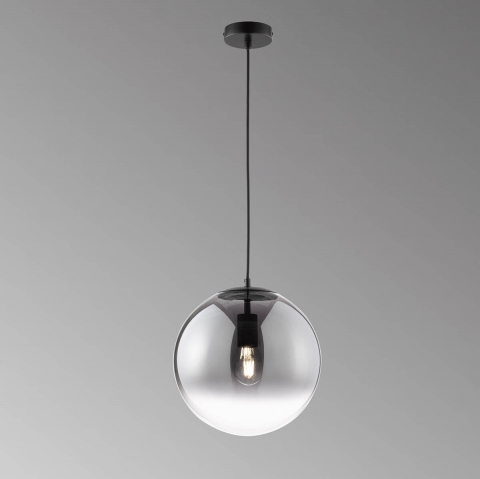 Pendelleuchte, Glasschirm, Rauchfarbig, Kugel, Höhe anpassbar, 250 cm, Schlafzimmerbeleuchtung, Esszimmerpendelleuchte, Küchenhängeleuchte, Flurbeleuchtung, Wartezimmer Pendellampe, Praxis Hängebeleuchtung, Innenraumbeleuchtung, Wohnraumbeleuchtung, IP20
