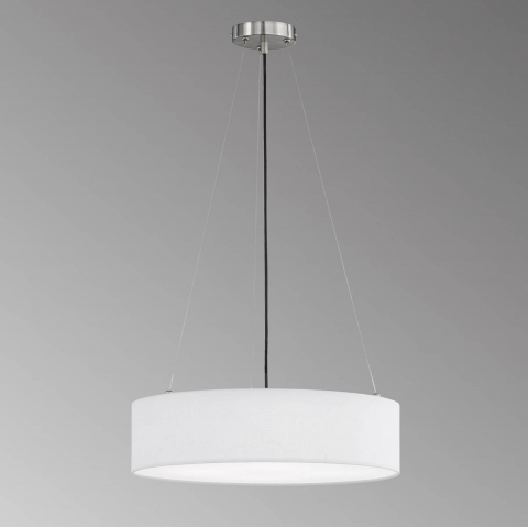 Esszimmerbeleuchtung Pendelleuchte, Höhe anpassbar, Stoffschirm, Weiss, Klassisch, 50 cm Ø, Küchen Hängeleuchte, Cafébeleuchtung, Restaurant Pendellbeleuchtung, Hotelleuchte, Wartezimmer Pendellampe, Wohnraumbeleuchtung, Innenraumleuchte