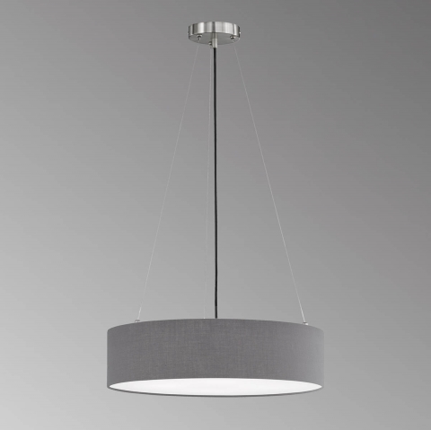 Pendelleuchte, Höhe anpassbar, Stoffschirm, Grau, 50 cm Ø