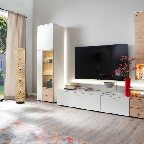 Stehleuchte, Bambus, Natur, Lichteffekt, Fuschalter, 130 cm Hhe