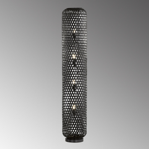 Schwarze Stehleuchte, Bambus, Fussschalter, 4 Lichtquellen, 130 cm Höhe, Hotelzimmerbeleuchtung, Flur Stehlampe, Wartezimmer Stehleuchte, Dekolampe, Hotel Stehleuchte, Restaurantleuchte, Innenraumleuchte, Dieleneuchte, Wohnraumbeleuchtung, IP20