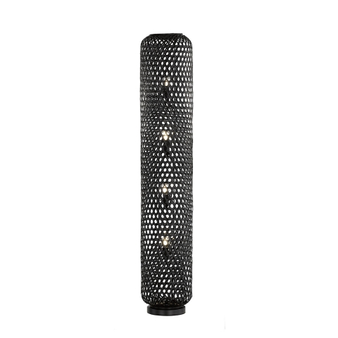 Stehleuchte, Schwarz, Bambus, Fussschalter, 4 Lichtquellen, 130 cm Hhe