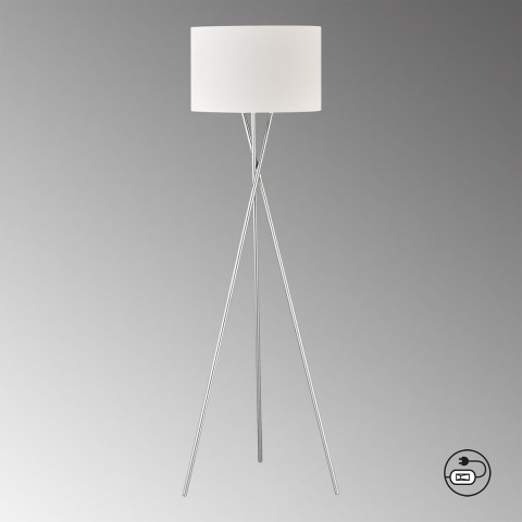 Stehleuchte, Stoffschirm, Weiss, Schalter, Hotel-Design, 160 cm Höhe, Cafébeleuchtung, Flurbeleuchtung, Hotel Stehleuchte, Restaurant Stehlampe, Designleuchte, Studioleuchte, Innenraumleuchte, Wohnraumbeleuchtung, IP20