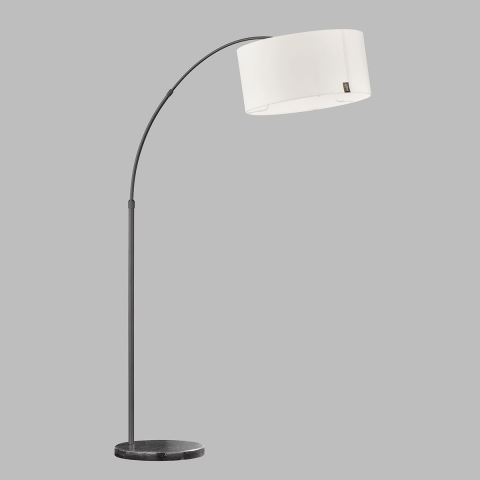 Hotelzimmerbeleuchtung Stehleuchte, Bogenleuchte, Schwarz, Weiss, Marmor, Stoffschirm, 196 cm Höhe