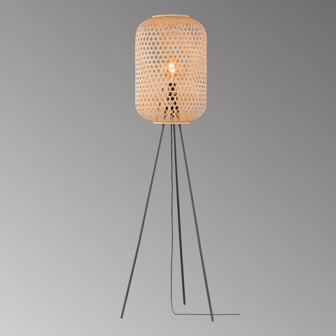 Wohnzimmerbeleuchtung Ambiente Schlafzimmerbeleuchtung Retro Stehleuchte,  Bambus, Natur, Fußschalter, 165 cm Höhe