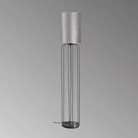 Stehleuchte, Stoff, Silber, Schwarz, Marmoroptik, Fußschalter, 114 cm Höhe, Wohnzimmerbeleuchtung, Flurbeleuchtung, Dielenleuchte, Schlafzimmer Stehleuchte, Wohnzimmer Stehlampe, Hotelstehleuchte, Restaurantstehlampe, Innenraumbeleuchtung, Wohnraumbeleuchtung, IP20