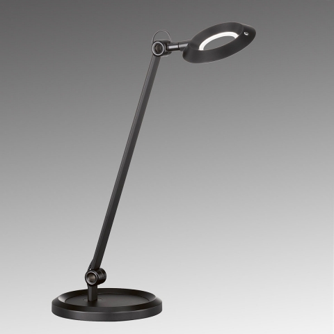 Éclairage de bureau Lampe de table LED, noire, variateur d'intensité sensorielle, forme annulaire, hauteur 48 cm