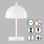 LED Tischleuchte, Farbwechsler, Akku, Dimmer, Weiss, 27 cm, Restaurantbeleuchtung, Schlafzimmertischleuchte, Bettleuchte, Nachttischleuchte, Cafétischlampe, Gastrotischleuchte, Innenraumbeleuchtung, Wohnraumbeleuchtung, IP20