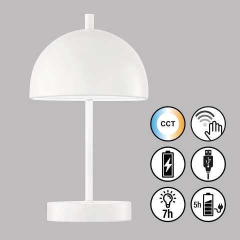 LED Tischleuchte, Farbwechsler, Akku, Dimmer, Weiss, 27 cm, Restaurantbeleuchtung, Schlafzimmertischleuchte, Bettleuchte, Nachttischleuchte, Cafétischlampe, Gastrotischleuchte, Innenraumbeleuchtung, Wohnraumbeleuchtung, IP20