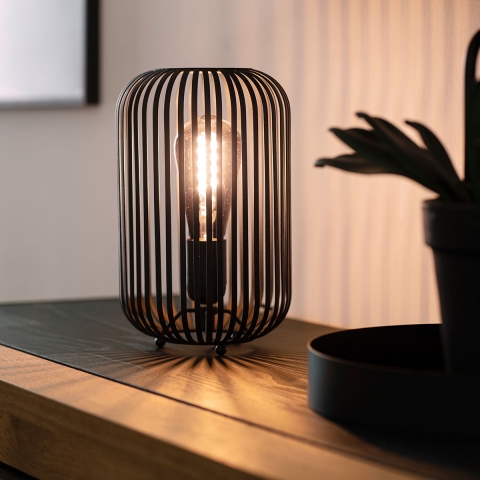Lampe Sur Pied LED Design Moderne Bois Et Noir - Pour Salon, Chambre, Bureau - Interrupteur Intégré