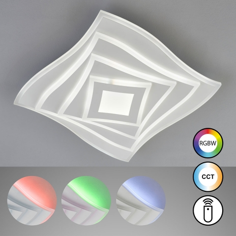 LED Deckenleuchte, RGBW, Fernbedienung, Farbtemperaturwechsler, 40 cm x 40 cm, Schlafzimmerbeleuchtung, Cafébeleuchtung, Wartezimmerleuchte, Praxislampe, Innenraumbeleuchtung, Wohnraumbeleuchtung, IP20
