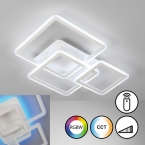 LED Deckenleuchte, Weiß, RGBW, Farbtemperaturwechsler, Dimmer, 66 cm x 54 cm, Hotelzimmerbeleuchtung, Cafédeckenleuchte, Wohnzimmerleuchte, Restaurantbeleuchtung, Praxislampe, Wartezimmerdeckenlampe, Innenraumbeleuchtung, Wohnraumbeleuchtung, IP20