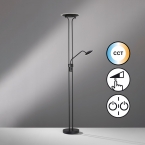 Bürobeleuchtung LED Stehleuchte, Lesearm, Farbwechsler, Tastdimmer, Schwarz, 180 cm