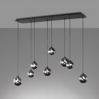 Suspension LED, boules, couleur fumée, noir, 8 spots, 115 cm x 30 cm, éclairage de restaurant, éclairage de bar, éclairage de cabinet médical, éclairage de salle d'attente, lampe décorative, éclairage de couloir, éclairage intérieur, éclairage domestique, IP20