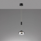LED Pendelleuchte, Höhenverstellbar, Glasschirm, Rauchfarbig, 22 cm Ø, Esszimmerbeleuchtung, Cafébeleuchtung, Gastro Hängeleuchte, Restaurant Pendellampe, Praxisleuchte, Thekenlampe, Rezeptionsleuchte, Innenraumbeleuchtung, Wohnraumbeleuchtung, IP20