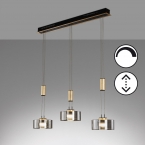 LED Pendelleuchte, 3 Strahler, Höhenverstellbar, Glasschirme, 100 cm x 20 cm, Tresenleuchte, Praxislampe, Wartezimmerleuchte, Caféhängeleuchte, Thekenleuchte, Innenraumbeleuchtung, Wohnraumbeleuchtung, IP20