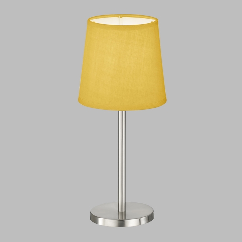 Tischleuchte, Stoffschirm, Gelb, Schnurschalter, 30 cm Höhe, Nachttischbeleuchtung, Bettleuchte, Sideboardbeleuchtung, Kommodenbeleuchtung, Regalbeleuchtung, Tischlampe