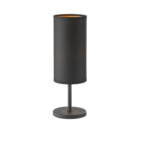 Tischleuchte, Schwarz, Innen Gold, Schnurschalter, Stoffschirm, 30 cm Höhe, Wohnzimmerbeleuchtung, Sideboardleuchte, Rundes Design, Leuchtenfuss, Zylindrischer Textilschirm, Innenraumbeleuchtung, Wohnraumbeleuchtung, IP20