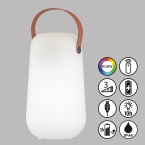 LED Außen Tischleuchte, Dimmer, RGBW, Fernbedienung, Akku, IP44, 26 cm Höhe, Restaurantbeleuchtung, Gartenleuchte, Balkontischlampe, Terrassentischleuchte, Verandatischleuchte, Hotelaußentischleuchte