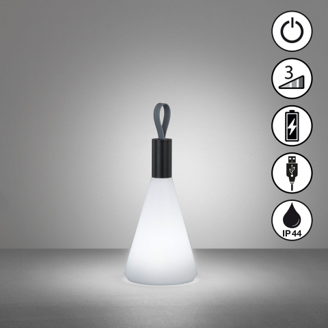 LED Aussen Tischleuchte, Akku, Dimmer, Schalter, IP44, 32 cm Höhe, Restaurantbeleuchtung, Hoteltischleuchte, Bartischleuchte, Gartentischleuchte, Outdoorleuchte