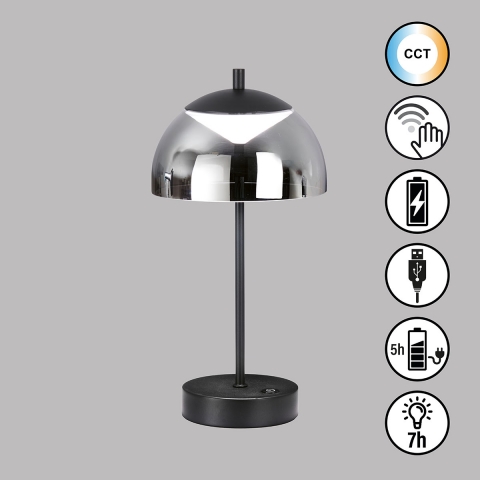 LED Tischleuchte, Dimmer, Farbwechsler, Glas, Rauchfarbe, Akku, 35 cm Höhe, Schlafzimmerbeleuchtung, Schlafzimmertischleuchte, Nachttischleuchte, Bettleuchte, Hoteltischleuchte, Wohnraumbeleuchtung, Innenraumbeleuchtung, IP20