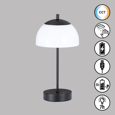 Schlafzimmerbeleuchtung LED Tischleuchte, Schwarz, Weiß, Farbwechsler, Dimmer, Akku, 35 cm Höhe, Nachttischleuchte, Sideboardbeleuchtung, Kommodenlicht, Innenraumleuchte, Wohnraumbeleuchtung