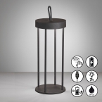 Lampe de table LED d'extérieur, variateur de lumière à capteur, noir, batterie, IP54, hauteur 36 cm, lampe de table de balcon, lampe de table d'hôtel d'extérieur, éclairage de véranda, lampe de table de jardin, lampe d'extérieur, éclairage de terrasse, lampe de table de balcon, lampe de camping, lampe mobile, éclairage sur batterie