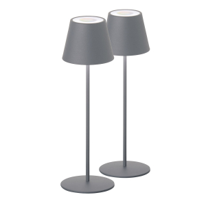 Restaurantbeleuchtung 2 er Pack LED Außen Tischleuchte, Grau, RGBW, Dimmer, Akku, IP44, 38 cm Höhe, Garten Tischleuchte, Balkon Tischleuchte, Hotel Außentischleuchte, Terrassen Tischlampe