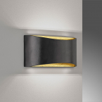 LED Wandleuchte, Up-Down-Licht, Dimmbar, Gold, Schwarz, 30 cm x 14 cm 30583b