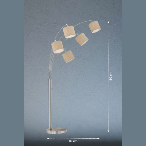 Lampadaire Sur Pied Design Algues (seagrass) Style Boho Rétro - Hauteur 161 Cm, Abat-jour Tromble, LED Warmweiß, Commande Tactile