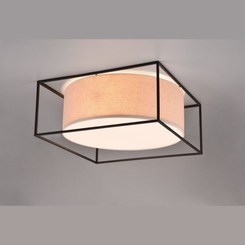 Wohnzimmerbeleuchtung, Deckenleuchte, Quadrat, Zylinder, Stoffschirm, 50 cm x 50 cm, Schlafzimmerleuchte, Wartezimmerbeleuchtung, Cafébeleuchtung, Wohnraumleuchte