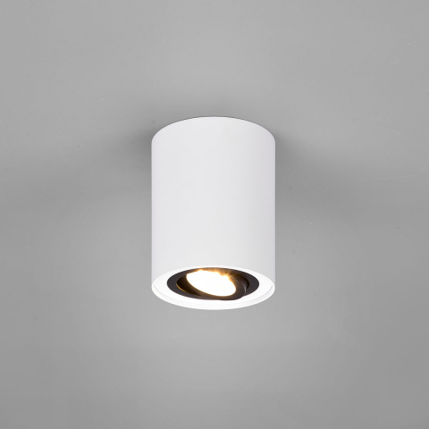 Deckenleuchte, Weiß, Schwenkbar, Modern, Zylinder, 9 cm Ø, Flurbeleuchtung, Wohnraumleuchte, Schlafzimmerbeleuchtung, Dielenleuchte, Esszimmer Deckenstrahler, Innenraumleuchte, Hotelzimmer Deckenlicht, Restaurant Deckenstrahler 