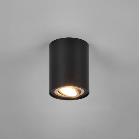Flurbeleuchtung Deckenleuchte, 1er Strahler, Schwenkbar, Schwarz, Gold, 9 cm Ø, Esszimmer Deckenleuchte, Küchenleuchte, Treppenhausbeleuchtung, Café Deckenstrahler, Innenraumleuchte, Wartezimmer Deckenleuchte, Wohnraumbeleuchtung