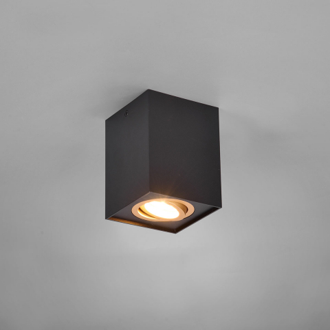 Hotelbeleuchtung Zeitlose Deckenleuchte, Quader, Schwarz, Gold, Schwenkbar, 12 cm Höhe, Flurbeleuchtung, Innenraumleuchte, Treppenhausbeleuchtung, Wohnraumleuchte, Wartezimmerleuchte, Praxis Deckenstrahler, Cafébeleuchtung, IP20