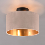 Hotelzimmerbeleuchtung Deckenleuchte, Beige, Samtstoff, Gold, Schwarz, Rund, 30 cm Ø, Cafébeleuchtung, Restaurantbeleuchtung, Wartezimmerbeleuchtung, Salonbeleuchtung, Hotel Deckenlicht