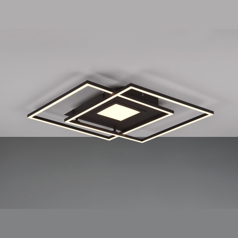 Küchenbeleuchtung LED Deckenleuchte, Quadratisch, Schwarz, Farbwechsler, Dimmer, Fernbedienung, 50 cm x 50 cm, Büro Deckenleuchte, Salonbeleuchtung, Schlafzimmerleuchte, Flurbeleuchtung, Wohnzimmer Deckenlicht, Wartezimmer Deckenleuchte, Cafébeleuchtung