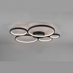 Schlafzimmerbeleuchtung LED Deckenleuchte, Ringe, Schwarz, Switch Dimmer, 59 cm x 53 cm, Wohnraumleuchte, Büro Deckenleuchte, Flurbeleuchtung, Hotelzimmer Deckenlicht, Cafébeleuchtung, Wartezimmerleuchte, Praxislicht
