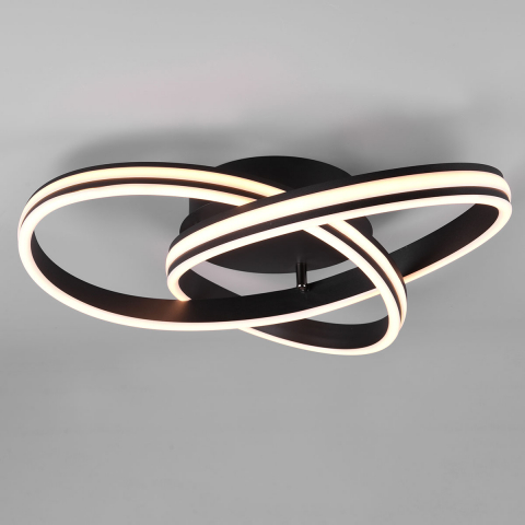 Eclairage de la salle à manger Plafonnier LED, changement de couleur, switch dimmer, noir, blanc, 59 cm Ø, éclairage de la chambre à coucher, éclairage du couloir, plafonnier d'hôtel, éclairage de la salle d'attente, éclairage du cabinet médical, éclairage de l'entrée, éclairage du café, éclairage décoratif