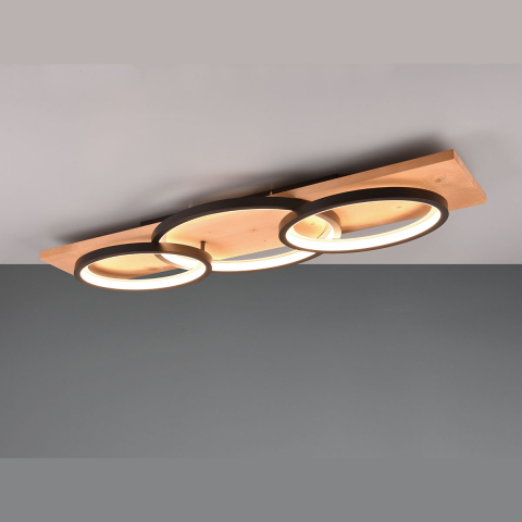 Esszimmerbeleuchtung LED Deckenleuchte, Holz, Braun, Schwarz, Oval, Switch Dimmer, 97 cm x 33 cm, Küchen Deckenleuchte, Café Deckenlampe, Flurbeleuchtung, Salonbeleuchtung, Wohnraumbeleuchtung, Praxis Deckenleuchte, Innenraumleuchte