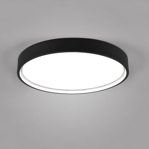 LED Deckenleuchte, Schwarz, Weiss, Farbtemperaturwechsler, Switch Dimmer, 45 cm Ø, Wohnraumleuchte, Café Deckenleuchte, Flurbeleuchtung, Hotel Deckenleuchte, Cafébeleuchtung, Wartezimmer Deckenlicht, Schlafzimmerbeleuchtung