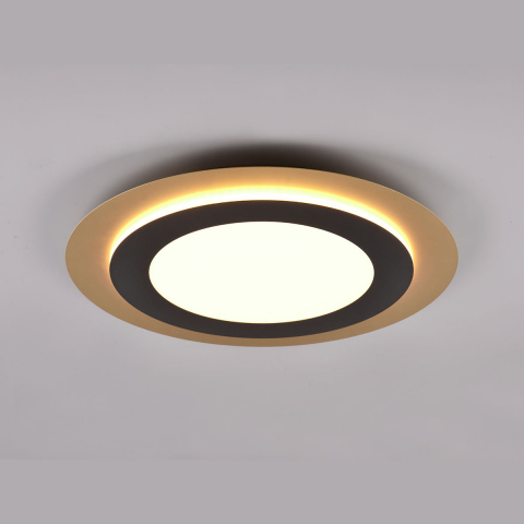 Hotelzimmerbeleuchtung LED Deckenleuchte, Gold, Farbwechsler, Dimmer, Fernbedienung, Timer, 45 cm Ø, Schlafzimmerleuchte, Esszimmerleuchte, Flurbeleuchtung, Café Deckenleuchte, Innenraumbeleuchtung, Wohnzimmerleuchte, Dekoleuchte