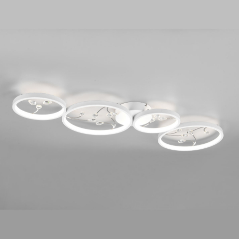 Restaurantbeleuchtung Schmuckvolle LED Deckenleuchte, Wand, Ringe, Glas-Dekor, Switch Dimmer, 95 cm x 40 cm, Café Deckenleuchte, Schlafzimmer Deckenbeleuchtung, Flur Deckenlicht, Wartezimmerleuchte, Praxis Deckenleuchte, Wohnraumleuchte, Innenraumbeleuchtung