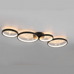 Schlafzimmerbeleuchtung LED Deckenleuchte, Glasdekor, Switch Dimmer, Ringe, Schwarz, 95 cm x 40 cm, Wohnraum Deckenleuchte, Cafébeleuchtung, Flur Deckenlicht, Esszimmer Deckenleuchte, Wohnraumleuchte, Innenraumbeleuchtung, Praxis Deckenlicht