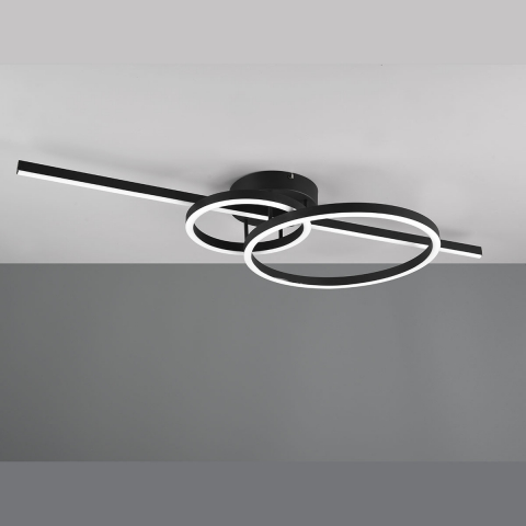 Hotelbeleuchtung LED Deckenleuchte, Schwarz, Farbwechsler, Dimmer, Fernbedienung, 100 cm x 40 cm, Büro Deckenleuchte, Cafébeleuchtung, Flur Deckenlicht, Wartezimmer Deckenbeleuchtung, Schlafzimmer Deckenleuchte, Innenraumleuchte, Dekolampe