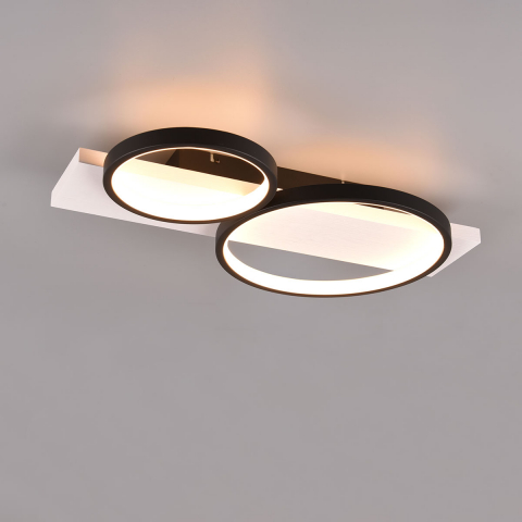Schlafzimmerbeleuchtung LED Deckenleuchte, Wandleuchte, Schwarz, Weiss, Ringe, Switch Dimmer, 53 cm x 34 cm, Wohnraumbeleuchtung, Innenraumleuchte, Praxis Wartezimmer Deckenlicht, Esszimmer Deckenleuchte