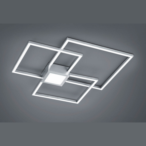 LED Deckenleuchte, Quadratisch, Metall, Nickel, Weiss, Kunststoff, Switch Dimmer, Wandleuchte, Stromsparend, 38 Watt, 4400 Lumen, 3000 Kelvin, Wohnraumleuchte, Cafébeleuchtung, Flurbeleuchtung, Praxisbeleuchtung
