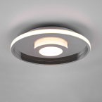 Balkonbeleuchtung LED Bad Deckenleuchte, Chrom, Flach, Rund, Switch Dimmer, IP44, 40 cm Ø, Badezimmer Deckenleuchte, Innenraumleuchte, Schlafzimmer Deckenleuchte, Wohnraumbeleuchtung, Cafébeleuchtung, Hotelzimmer Deckenleuchte, Spabeleuchtung, Wartezimmerleuchte, Praxis Deckenleuchte