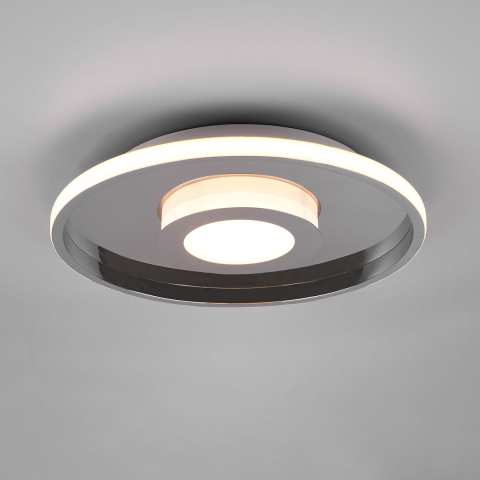 Balkonbeleuchtung LED Bad Deckenleuchte, Chrom, Flach, Rund, Switch Dimmer, IP44, 40 cm Ø, Badezimmer Deckenleuchte, Innenraumleuchte, Schlafzimmer Deckenleuchte, Wohnraumbeleuchtung, Cafébeleuchtung, Hotelzimmer Deckenleuchte, Spabeleuchtung, Wartezimmerleuchte, Praxis Deckenleuchte