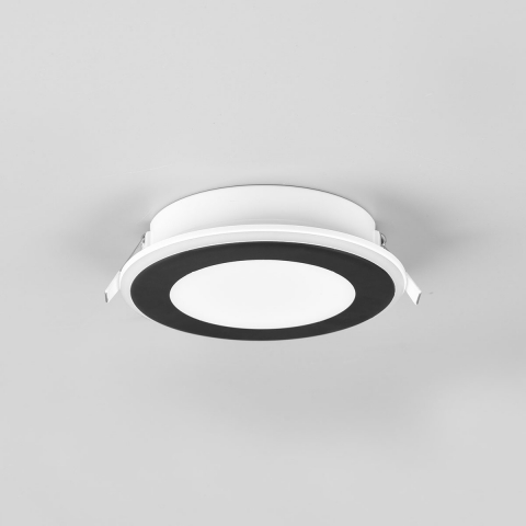 Bürobeleuchtung LED Einbaustrahler, Schwarz, Weiss, Rund, Getrennt schaltbar, 14 cm Ø, Esszimmer Deckenstrahler, Flurbeleuchtung, Wohnraum Deckenstrahler, Schlafzimmer Deckenspot, Wohnraumbeleuchtung, Innenraumleuchte, IP20