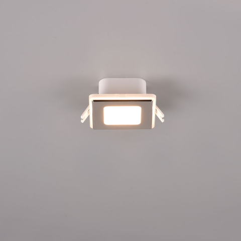 LED Einbauleuchte, Quadratisch, Chrom, IP44, 8 cm x 8 cm, Badezimmerbeleuchtung, Einbaustrahler, 1er Spot, Deckenbeleuchtung, Balkon Deckenleuchte, Veranda Deckenleuchte, Terrassenbeleuchtung, Café Deckenstrahler, Innenraumleuchte, Aussenbeleuchtung
